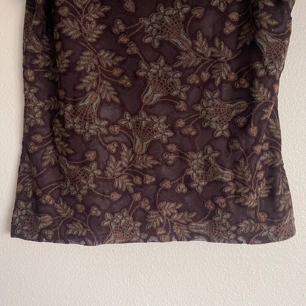 Vintage Abahouse Devinette Semi-Sheer‎ Brown Floral Camisole - Picture 4 of 12